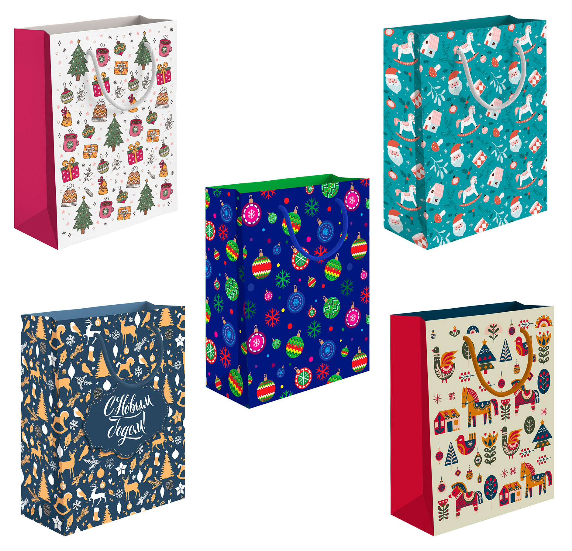 

Пакет подарочный АШАН Красная птица Новый Год, 20х24 см 1 шт в ассортименте