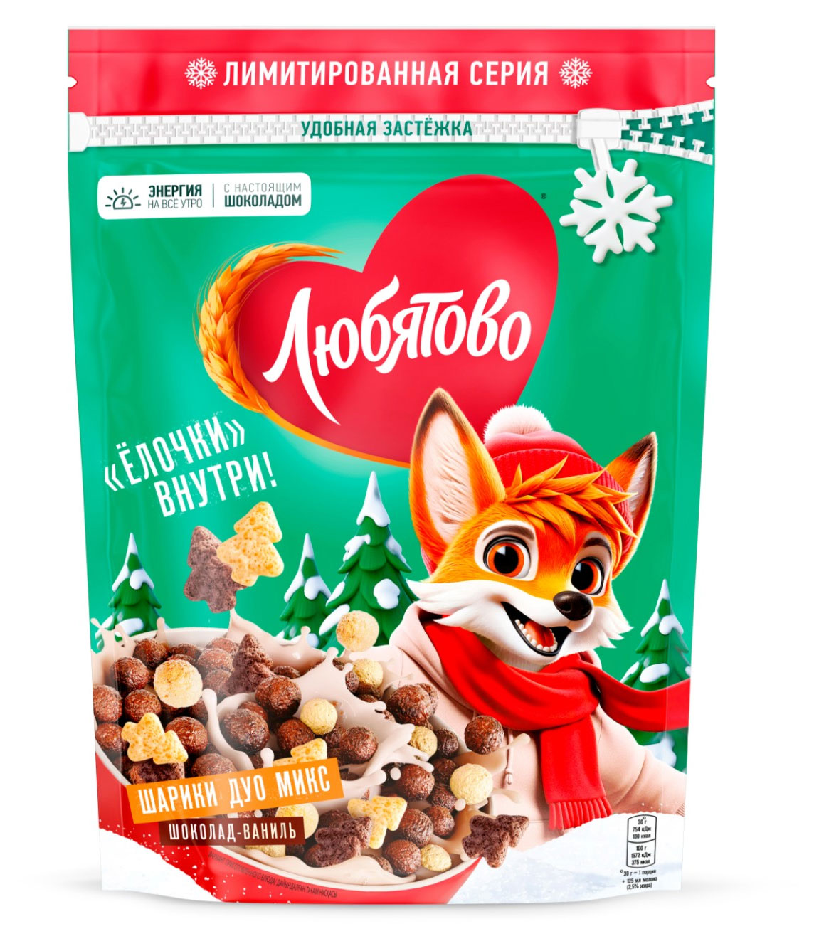 

Завтраки готовые Любятово Шарики Дуо Микс, 200 г