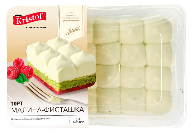 

Торт бисквитный Kristof малина фисташка охлажденный, 350 г