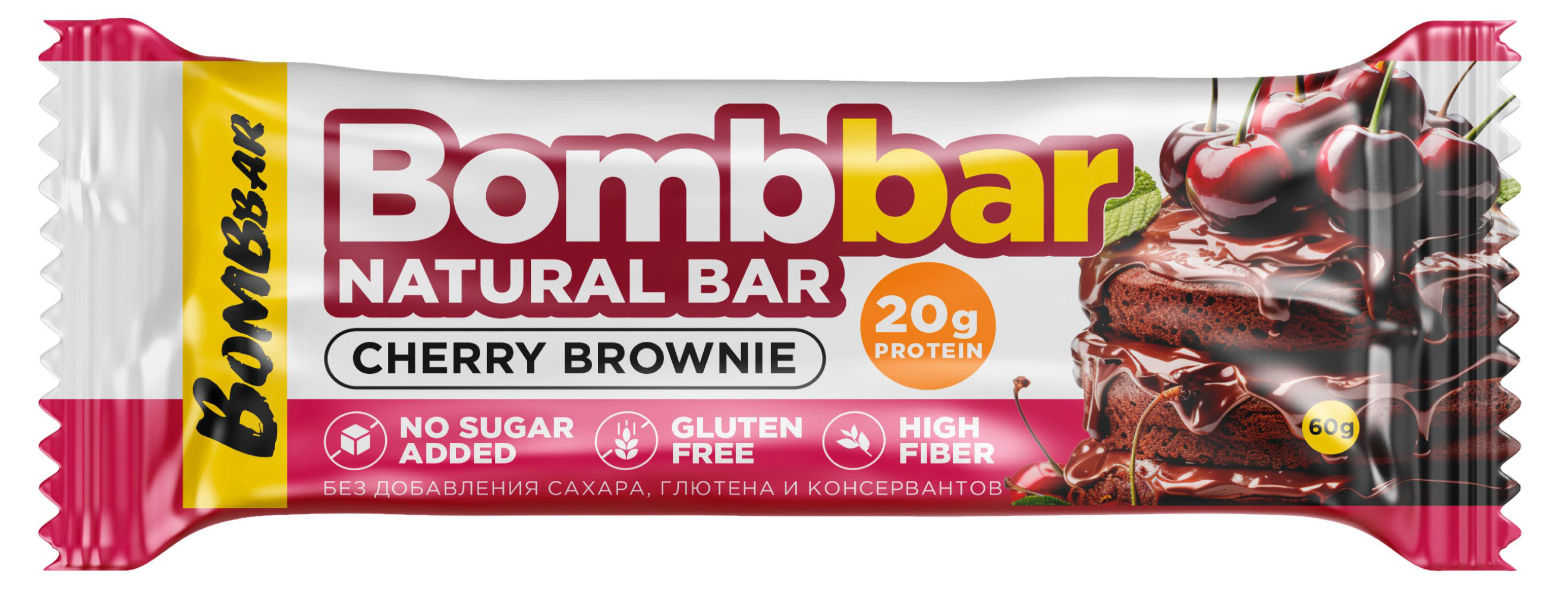 

Батончик протеиновый Bombbar Вишневый брауни, 60 г