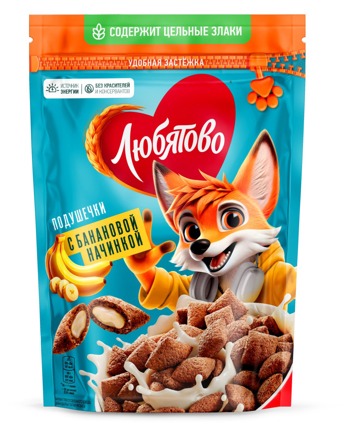 

Готовый завтрак Любятово Подушечки с банановой начинкой, 220 г