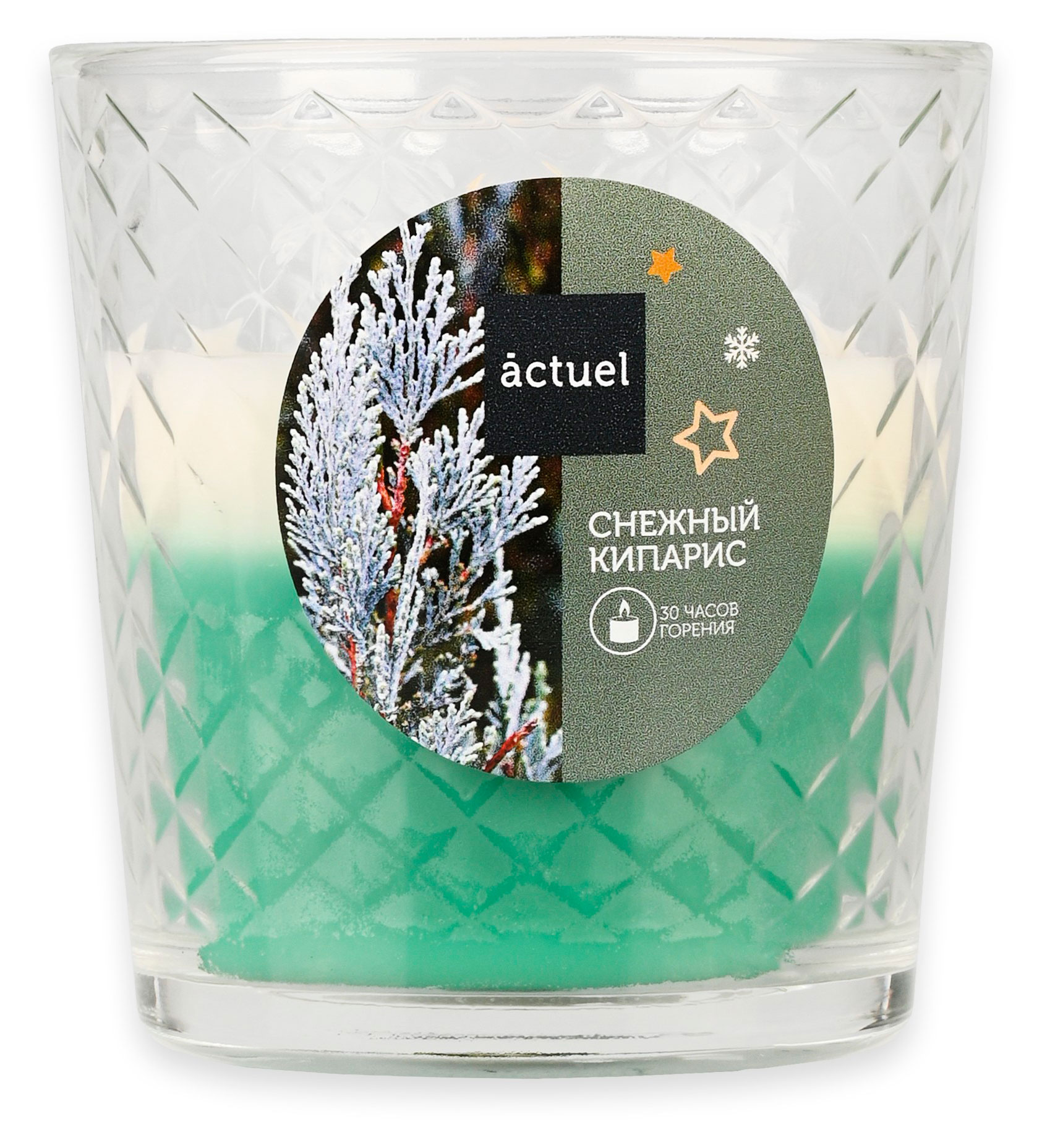 

Свеча Actuel с ароматом Снежный кипарис в стакане, 30 ч