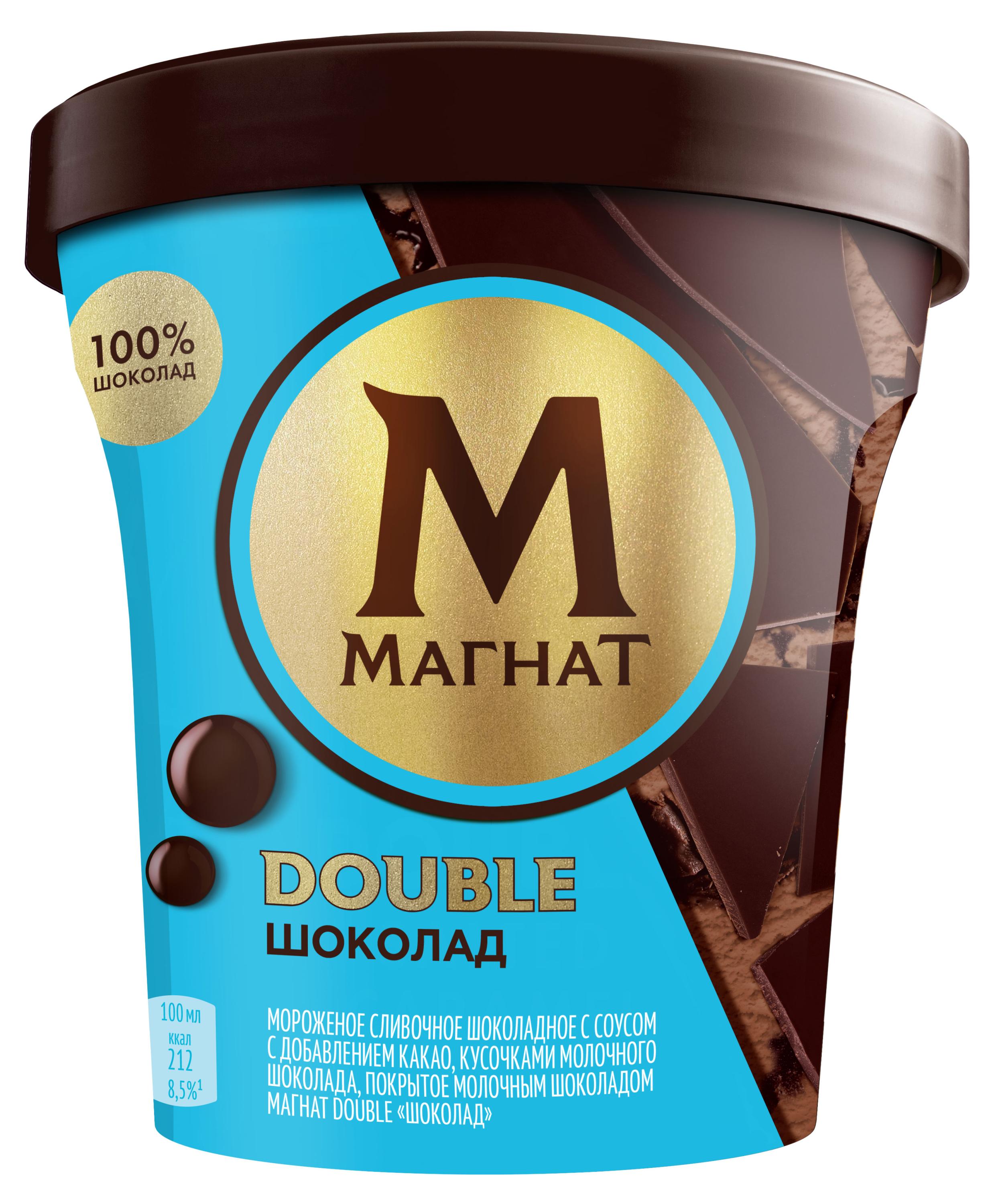 

Мороженое сливочное Магнат Double Шоколад с шоколадным соусом и шоколадом ведерко, 310 г