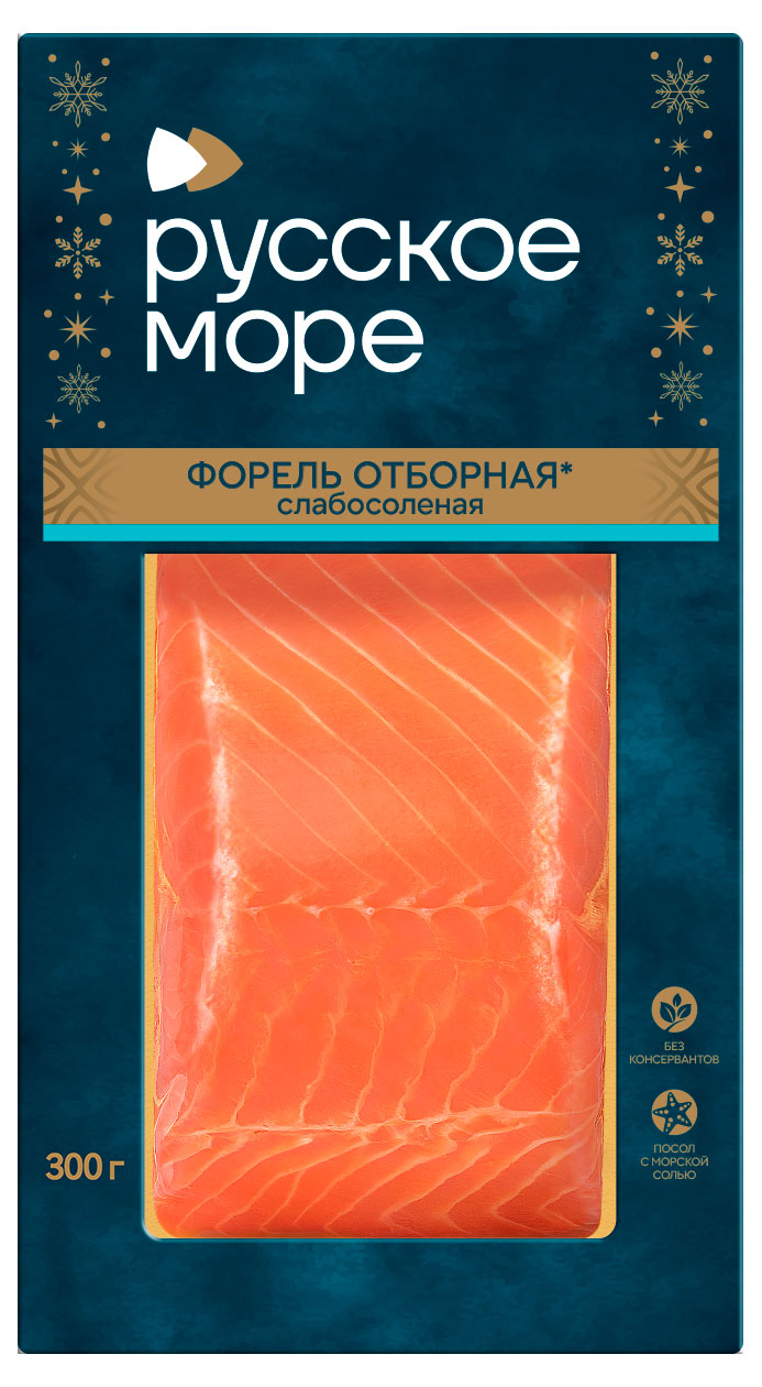 

Форель Русское море слабосоленая филе-кусок, 300 г