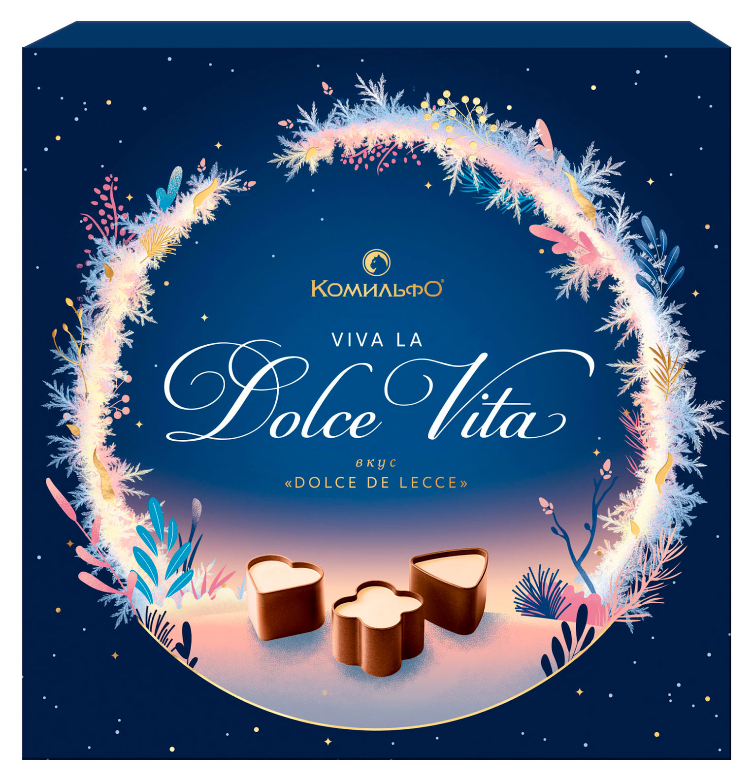 

Конфеты шоколадные Комильфо Dolce Vita со вкусом сливок, карамельной начинкой и с печеньем, 168 г