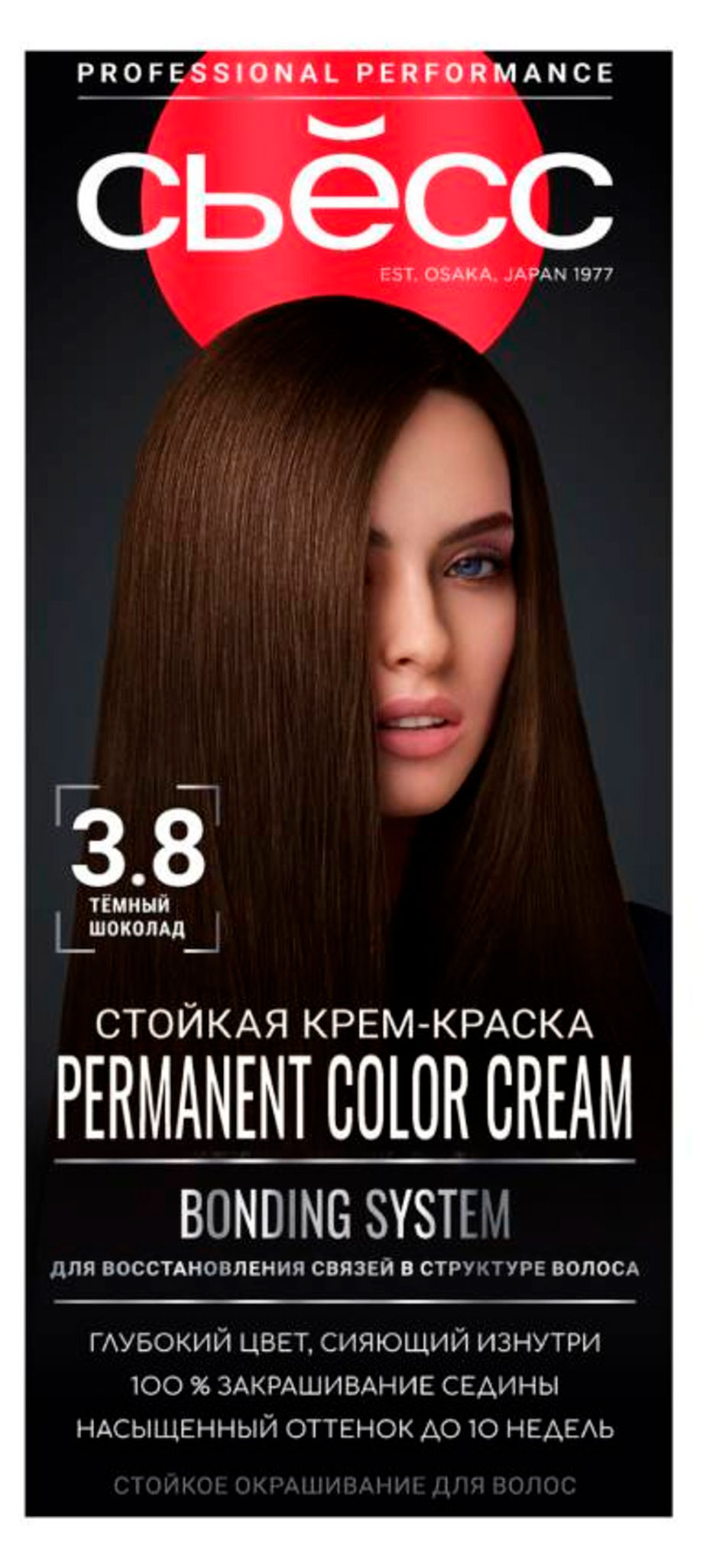 

Крем-краска стойкая для волос Сьёсс Color Темный шоколад тон 3-8, 115 мл