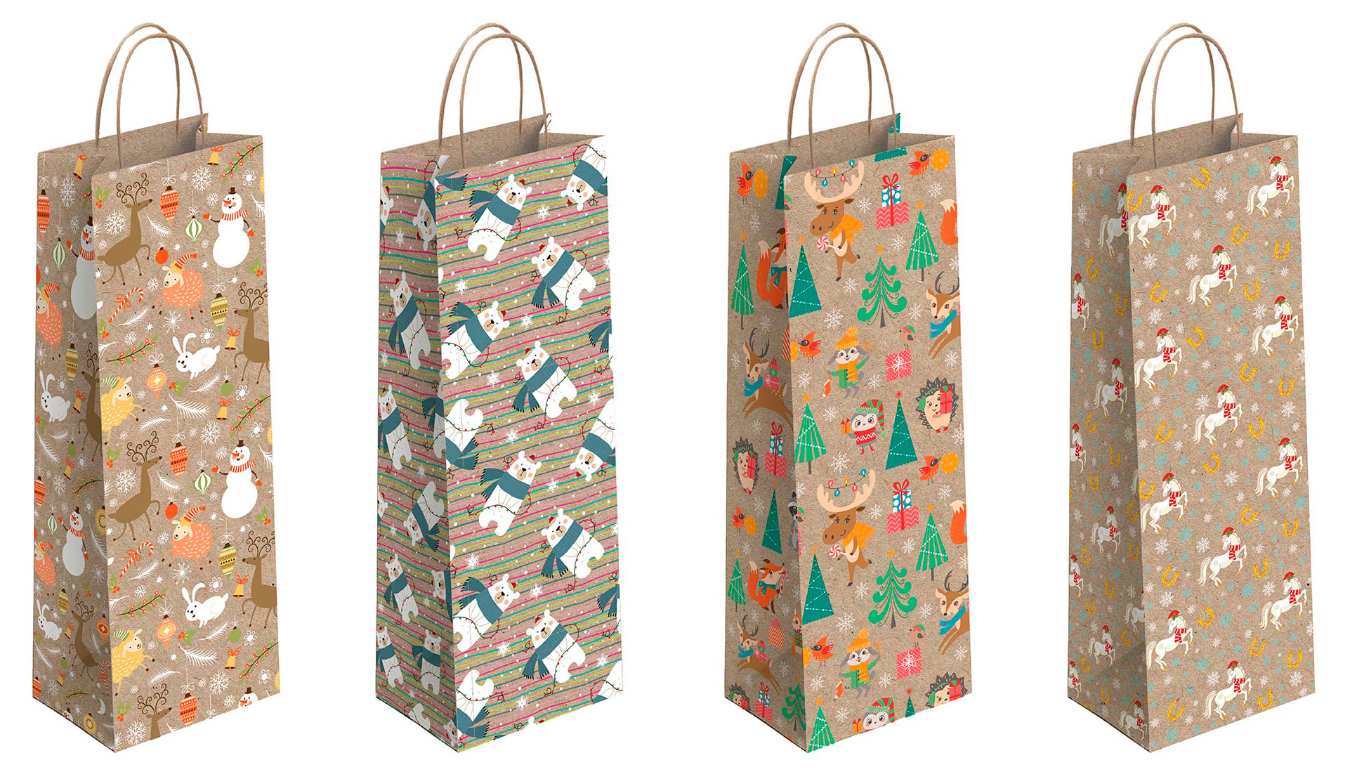 

Пакет подарочный под бутылку АШАН Красная птица С Новым годом! 12х12х36 см, 1 шт в ассортименте