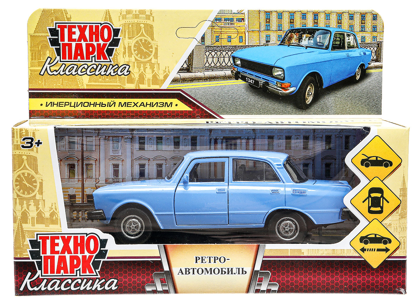 

Машина Технопарк Металлическая Ретроавтомобиль Москвич 12 см, 1 шт в ассортименте