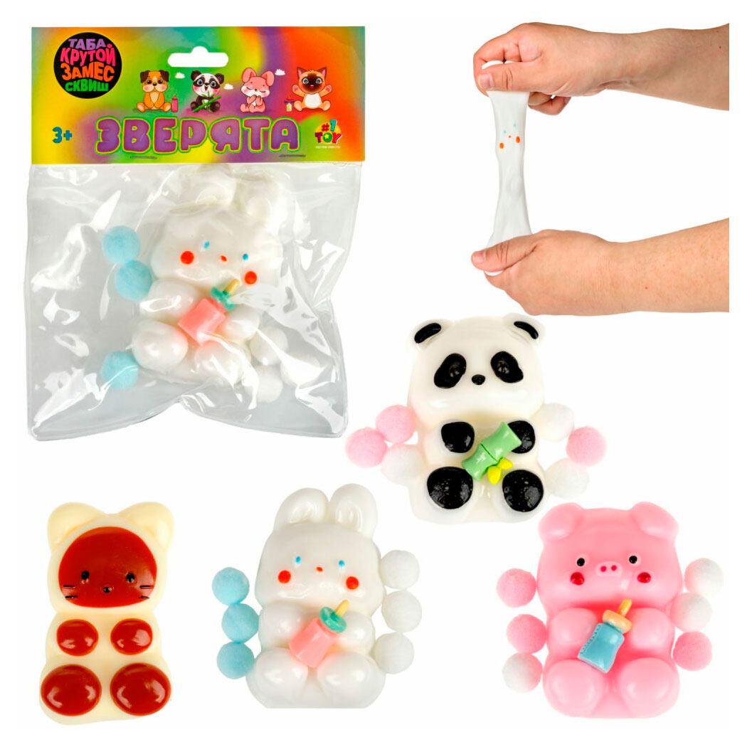 

Игрушка-антистресс 1TOY Крутой замес Таба сквиш звери, 1 шт в ассортименте