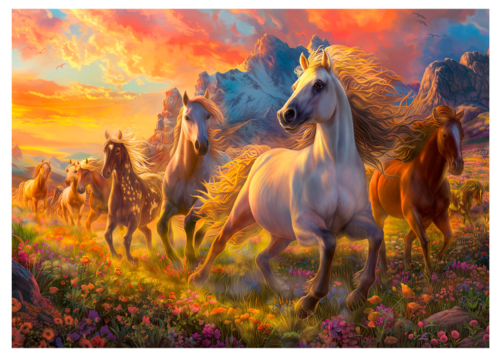 Изображение товара Пазл Step Puzzle Табун 1000 элементов яркое изображение лошадей