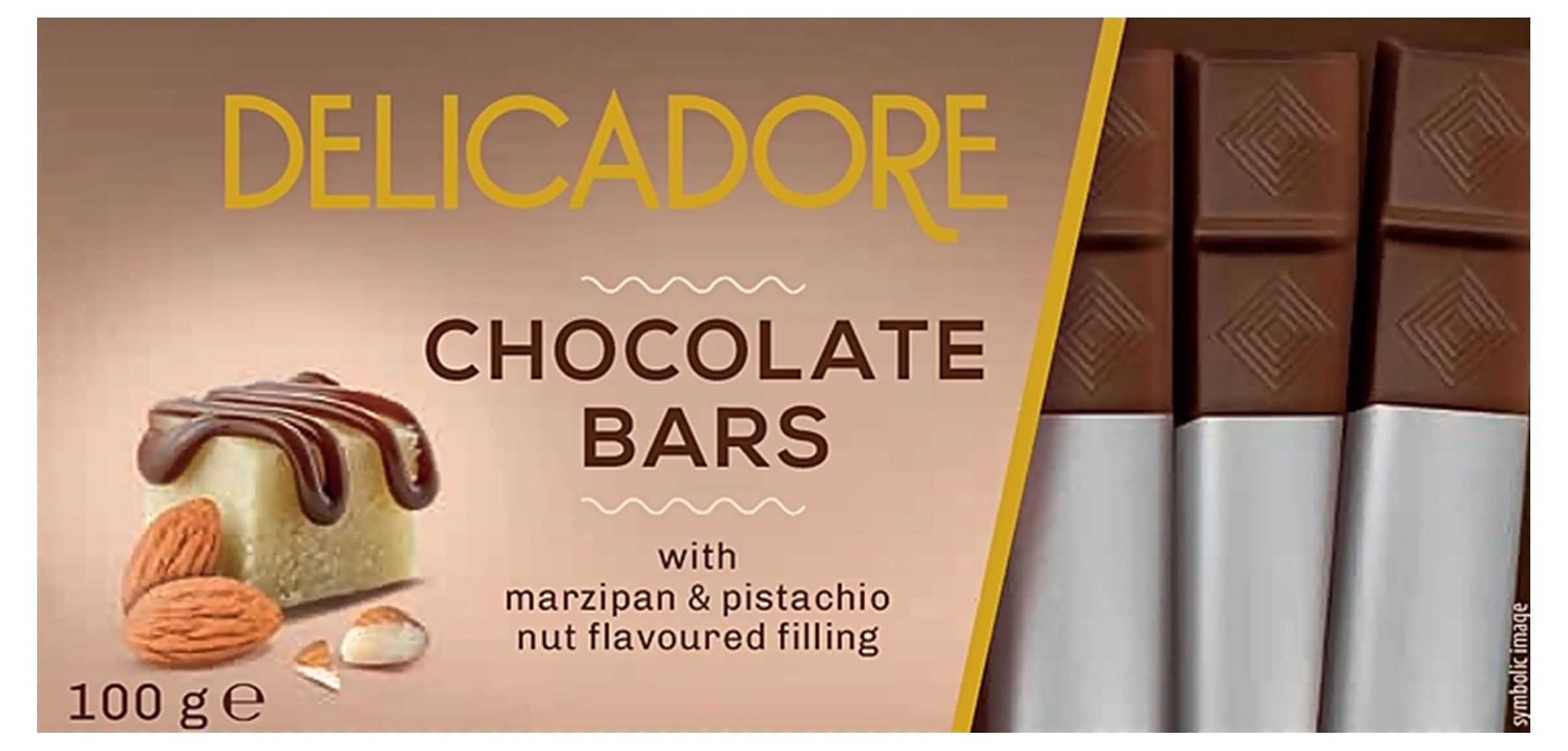 

Шоколад Delicadore с начинкой марципановым вкусом и начинкой с фисташковым вкусом, 100 г