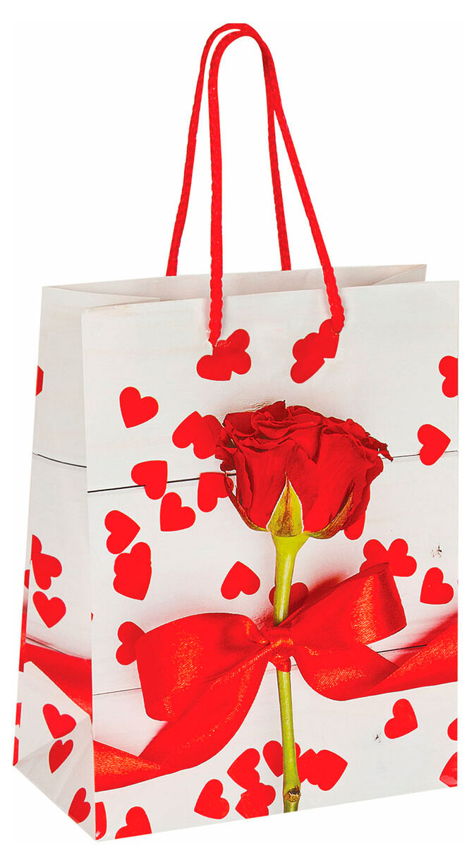 Изображение товара Пакет подарочный «Золотая сказка» Роза с лентой, 17,8х9,8х22,9 см
