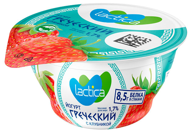 

Йогурт греческий Lactica с клубникой 1,7% БЗМЖ, 130 г