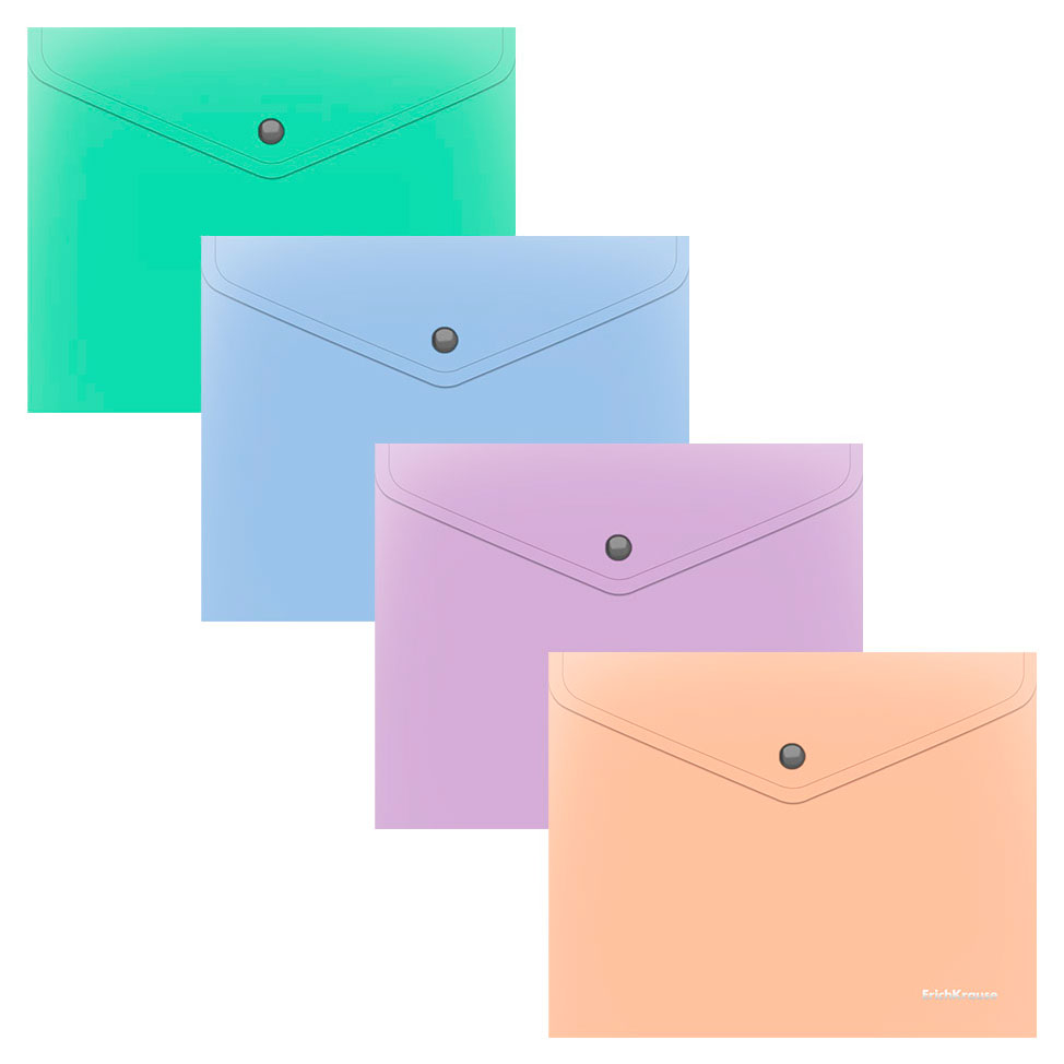 

Папка-конверт ErichKrause Matt Pastel Bloom на кнопке пластиковая A5+ непрозрачная, 1 шт в ассортименте