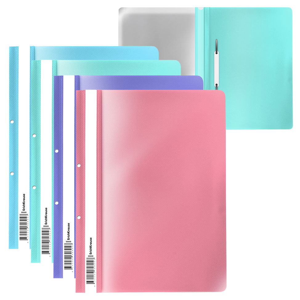 

Папка-скоросшиватель ErichKrause Diagonal Pastel с перфорацией пластиковая A4, 1 шт в ассортименте