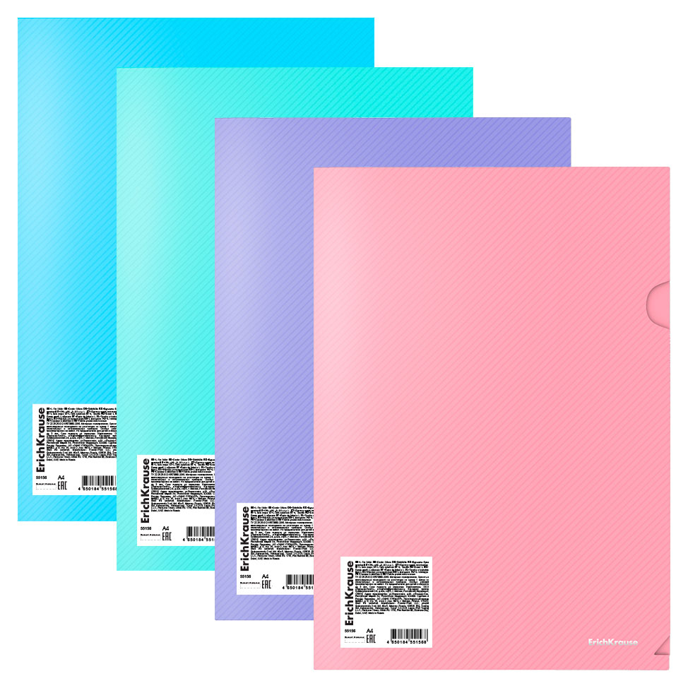 

Папка-уголок ErichKrause Diagonal Pastel пластиковая A4 непрозрачная, 1 шт в ассортименте