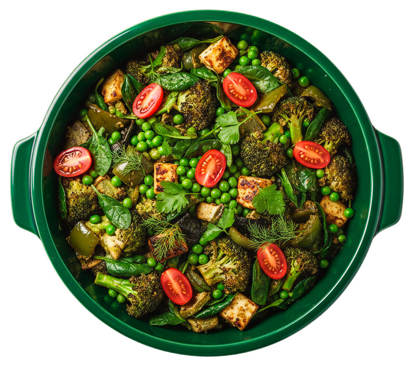 

Зеленые овощи гриль АШАН с соусом песто, вес