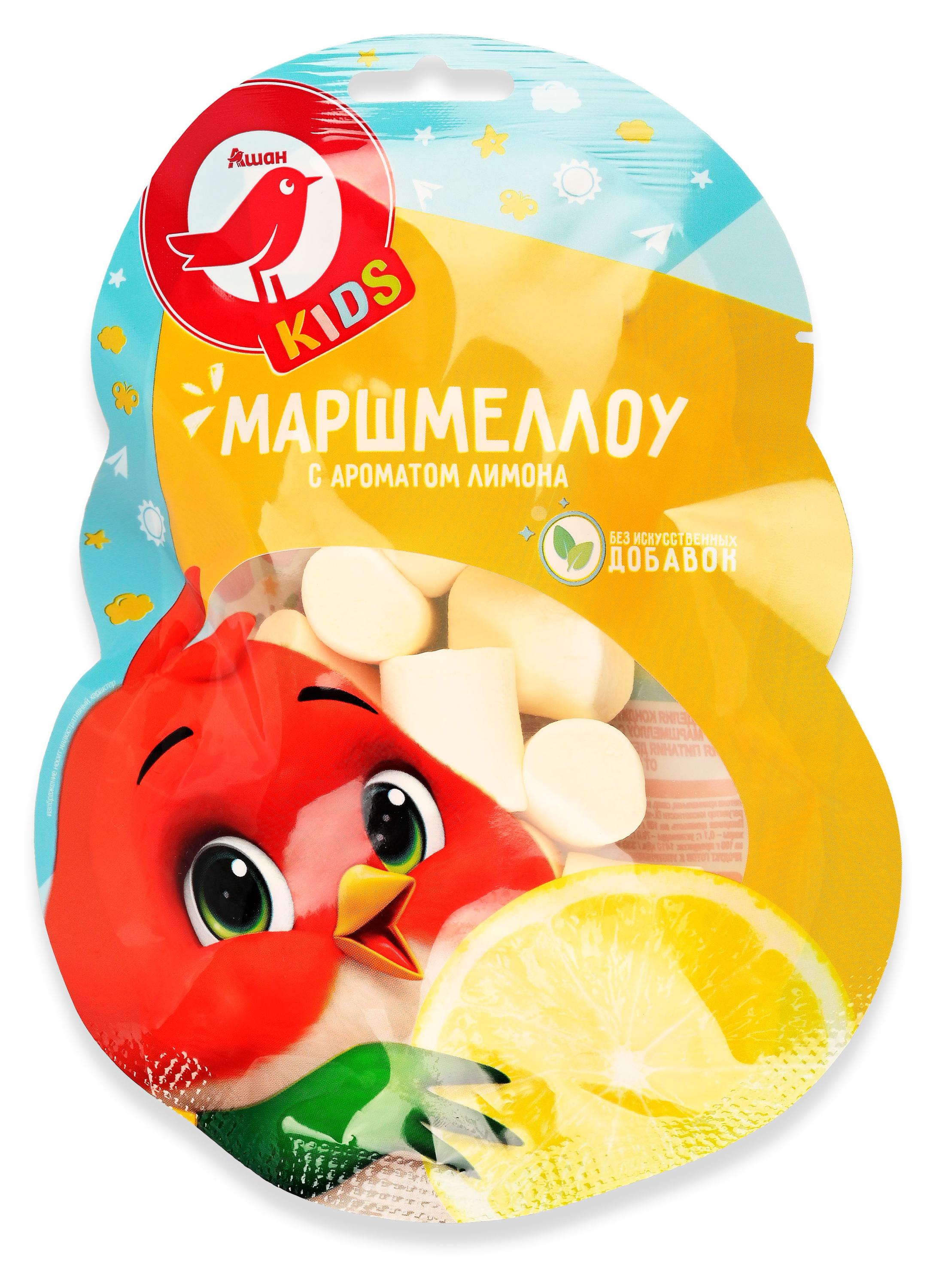 Изображение товара Мягкий лимонный маршмеллоу АШАН Красная птица Kids 50 г с кислинкой