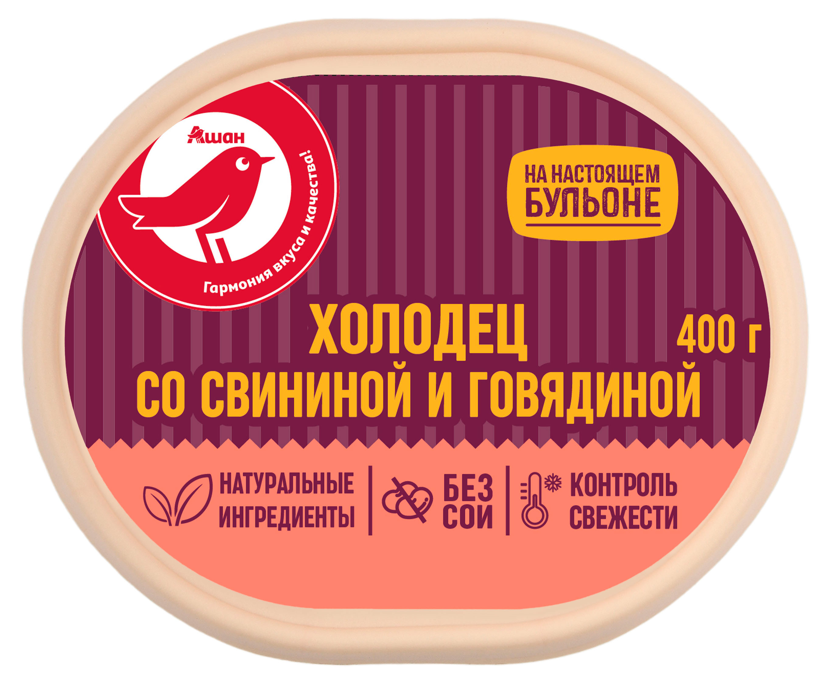 

Холодец АШАН Красная птица из свинины и говядины, 400 г