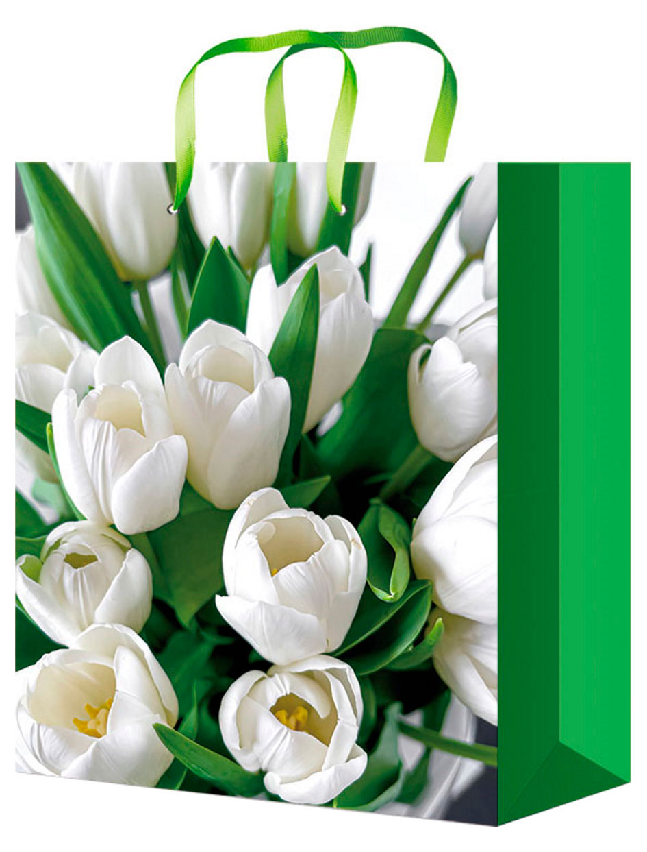 Изображение товара Подарочный пакет Miland Стандарт Цветы 26,4х32,7х13,6 см глянцевая ламинация