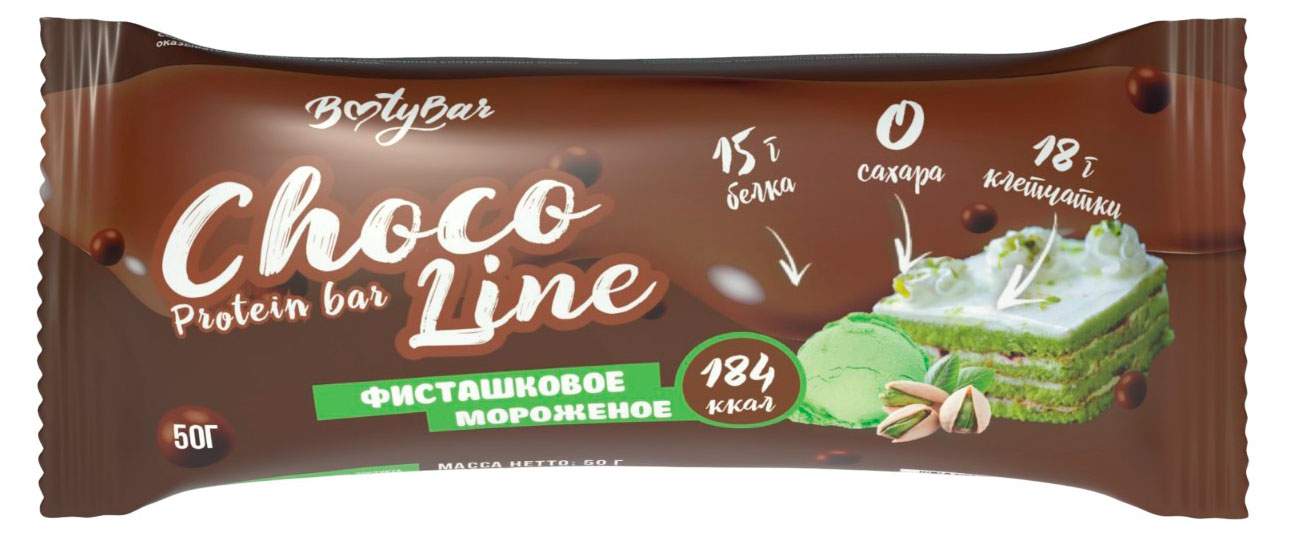 

Батончик протеиновый BootyBar Choco Line Фисташковое мороженое, 50 г