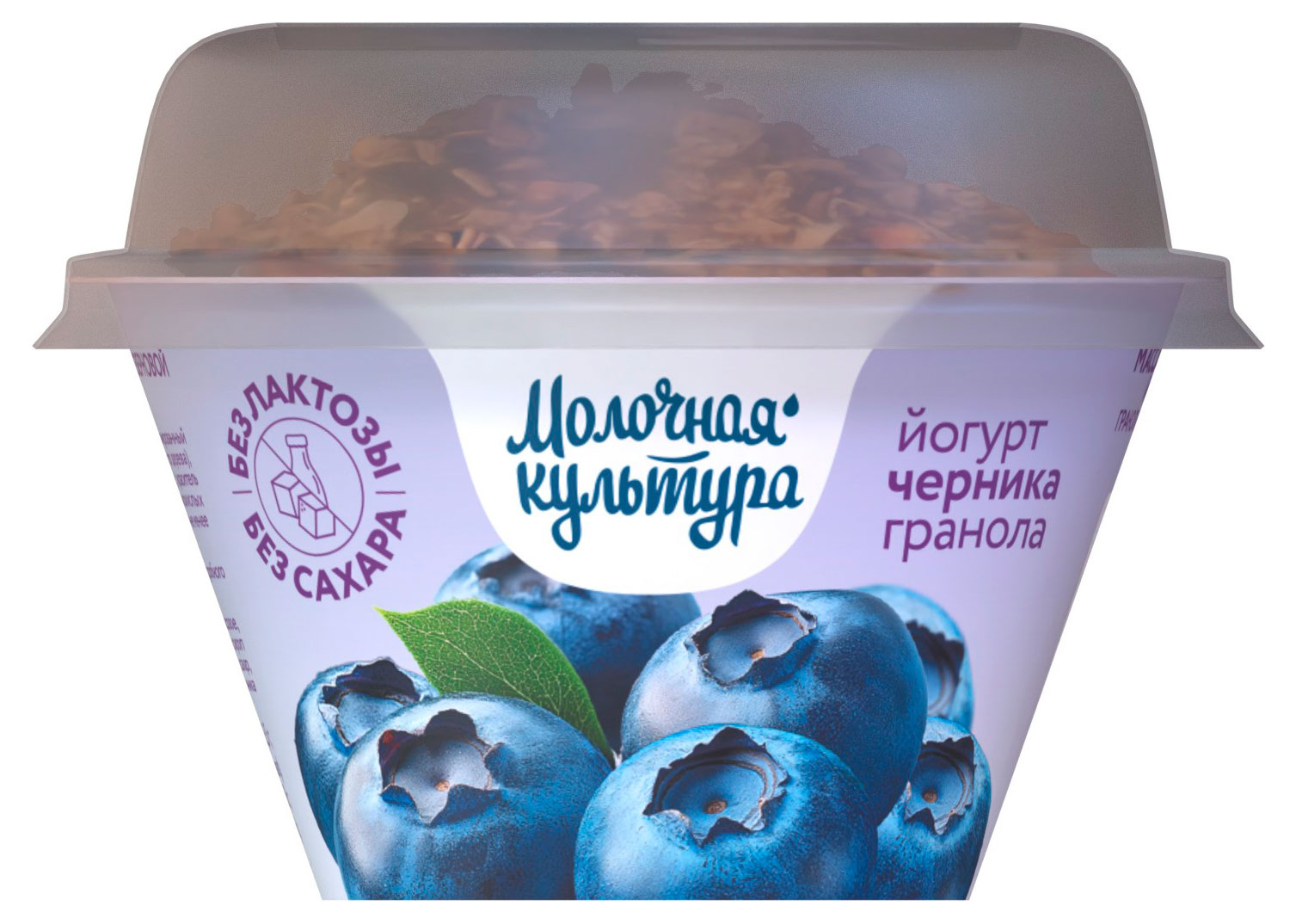 

Йогурт безлактозный Молочная культура с черникой и гранолой 2,7-3,5% БЗМЖ, 130 г