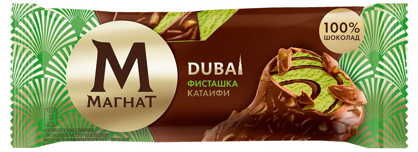 

Мороженое сливочное Магнат Dubai Эскимо фисташка катаифи, 63 г