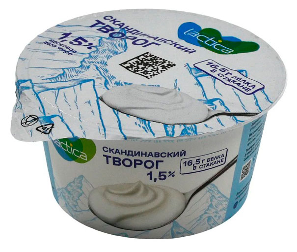 Изображение товара Творог скандинавский мягкий ложковый Lactica без добавок 1,5%, 150 г