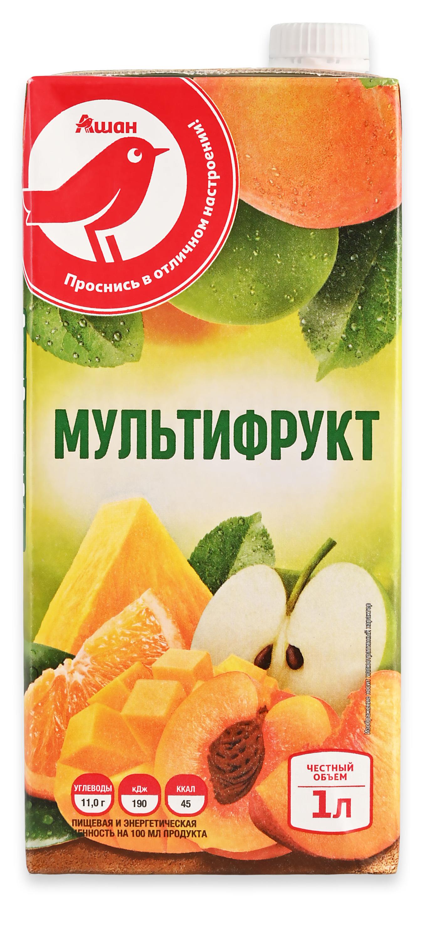 Изображение товара Нектар АШАН Красная птица Экзотик из смеси фруктов 1 л