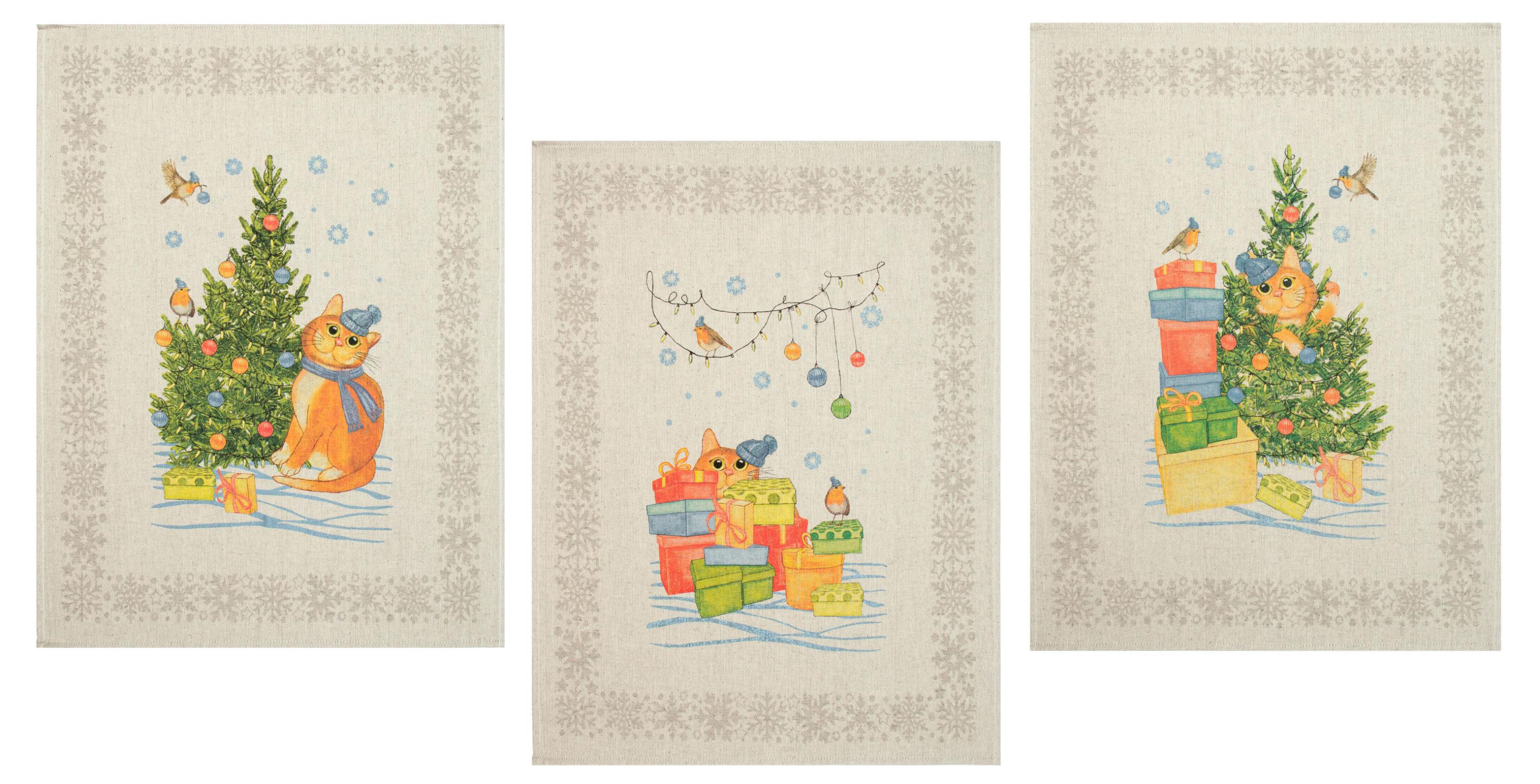 

Набор кухонных полотенец Pole Kvetak Навагоднiя прыгоды 46x60 см Беларусь, 3 шт