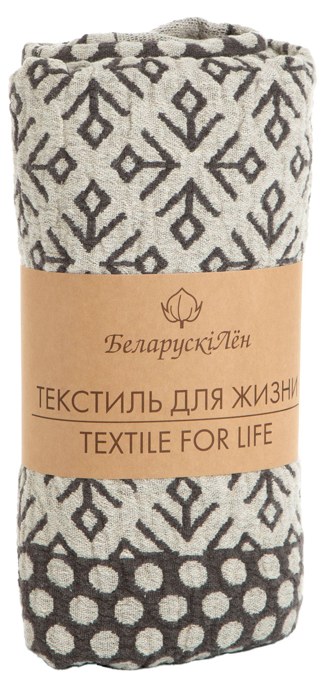 

Плед Pole Kvetak Беларускі Лен жаккардовый полульняной с бахромой Беларусь, 110х170 см