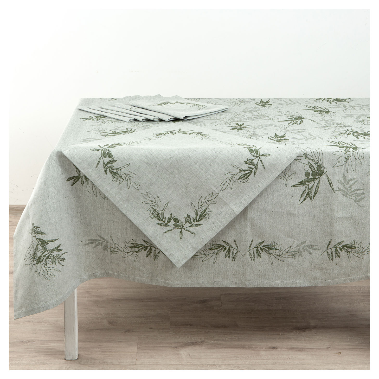 

Комплект столового белья Pole Kvetak Олли жаккардовый полульняной Скатерть 1 шт + Салфетки 6 шт Беларусь