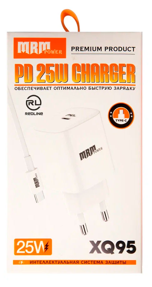 

Сетевое зарядное устройство Red Line GC-06 USB-C PD25W белое + Кабель TYPE-C-TYPE-C, 1 м