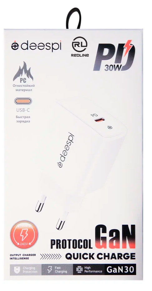 

Сетевое зарядное устройство Red Line GC-03 USB-C PD30W белое