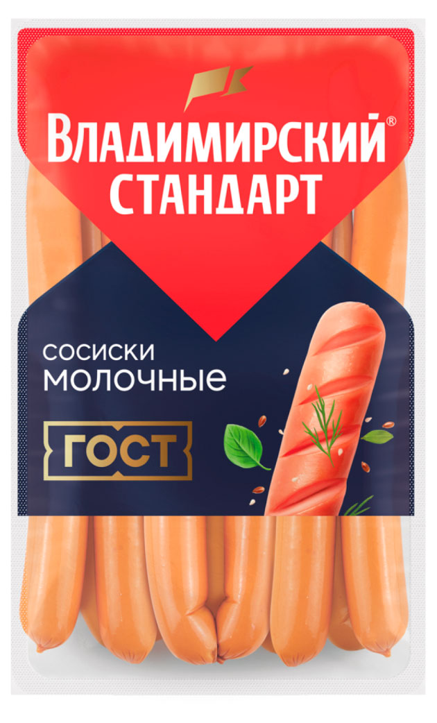 

Сосиски Владимирский стандарт Молочные ГОСТ, ~ 1,4 кг