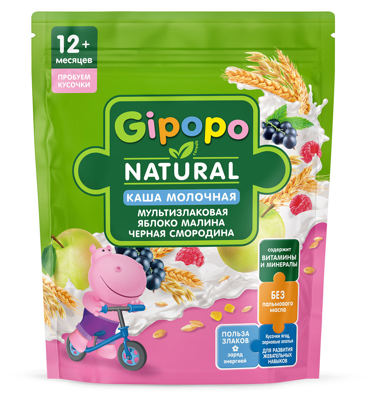 

Каша сухая молочная детская Gipopo Мультизлаковая яблоко, малина и черная смородина с 12 мес., 200 г