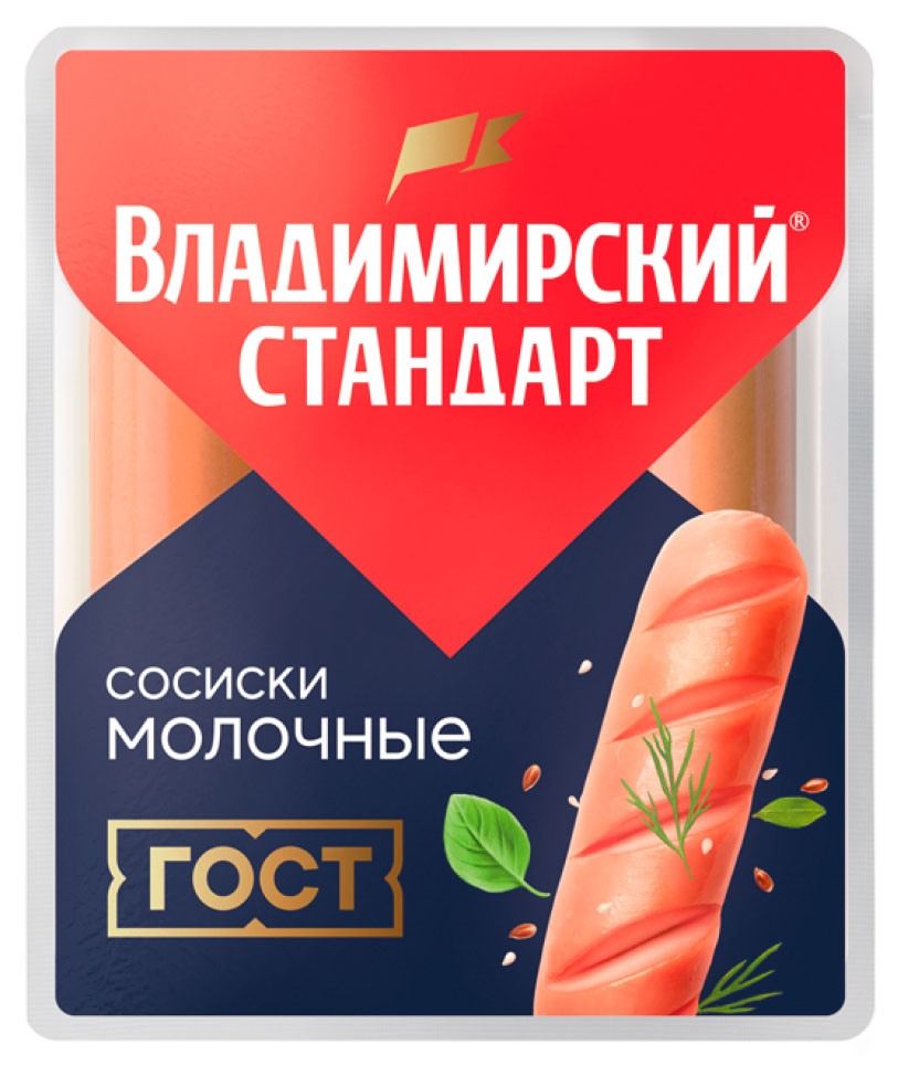 Изображение товара Сосиски Владимирский стандарт Молочные ГОСТ 480 г Колбасные изделия