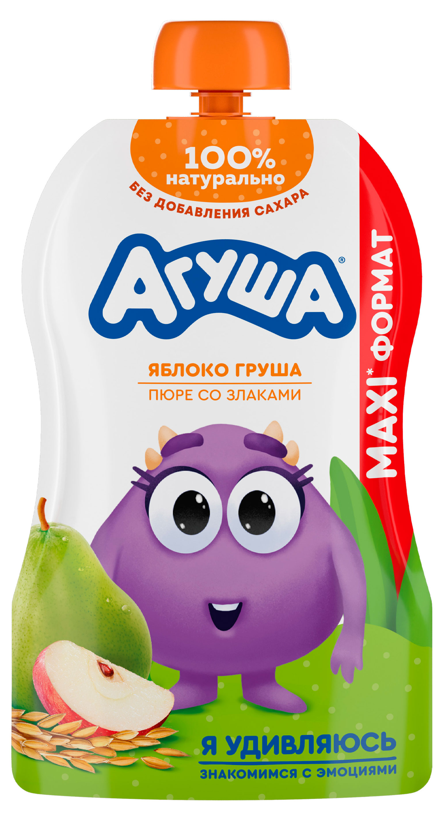 

Пюре фруктовое Агуша яблоко-груша-злаки с 8 мес., 160 г