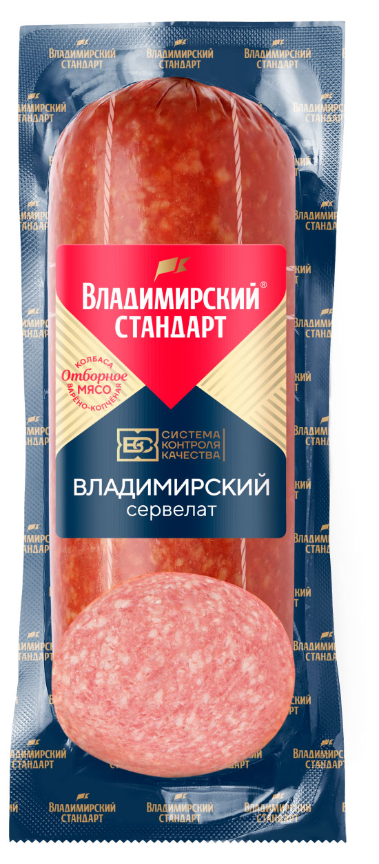 

Колбаса варено-копченая Владимирский стандарт Сервелат Владимирский, 350 г
