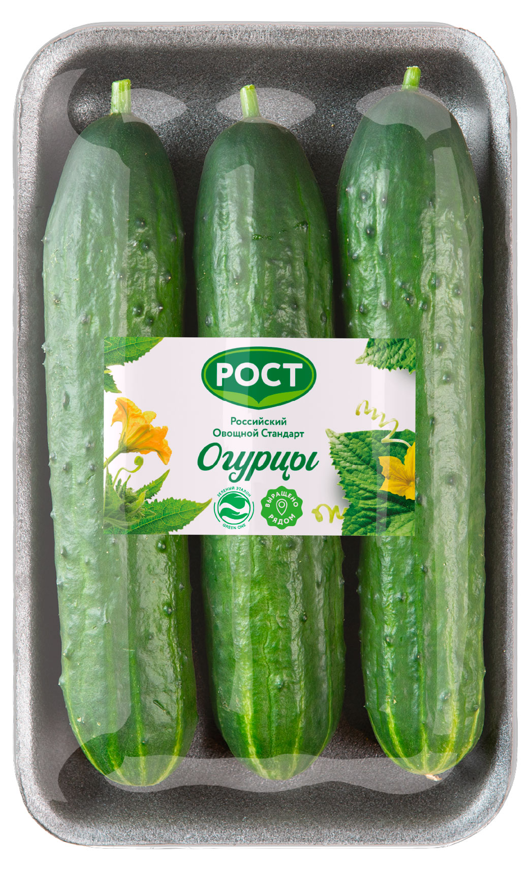 Изображение товара Свежие огурцы среднеплодные в упаковке 600 г