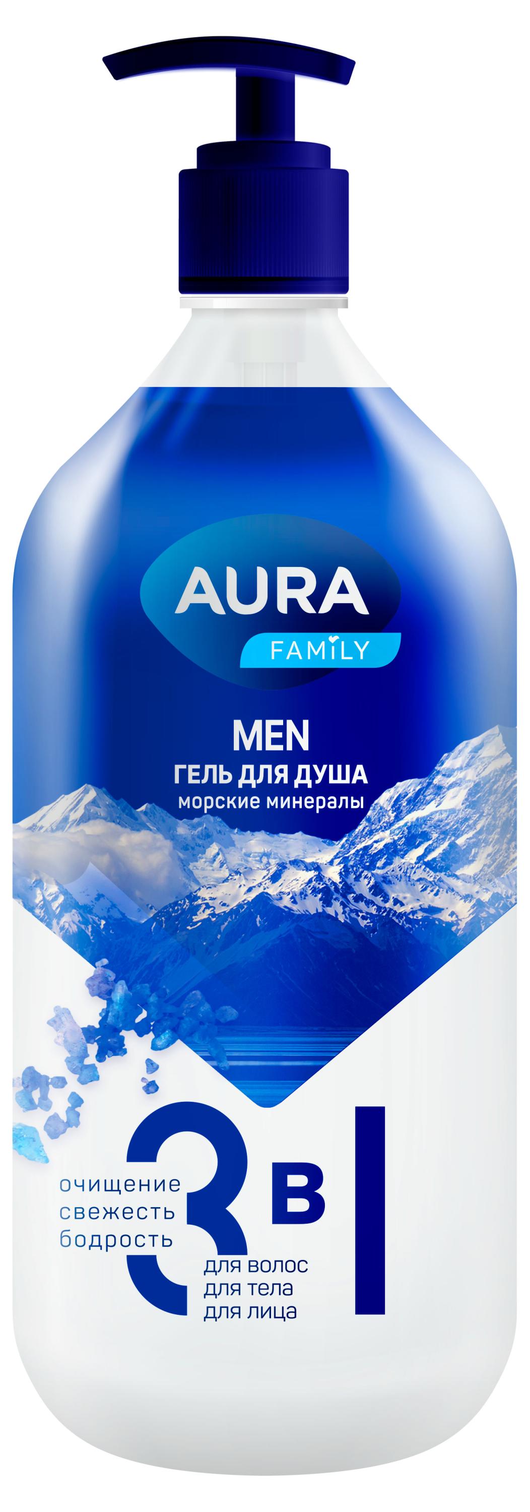 

Гель для душа Aura FAMILY MEN 3в1 морские минералы, 1000 мл