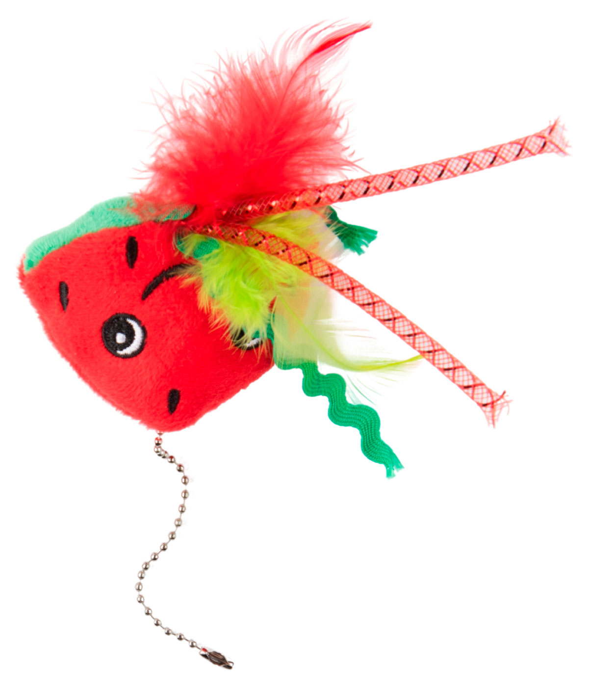 

Игрушка для кошек Mr.Kranch Арбузик плюшевая с кошачьей мятой и перышками 16 см красная, 1 шт