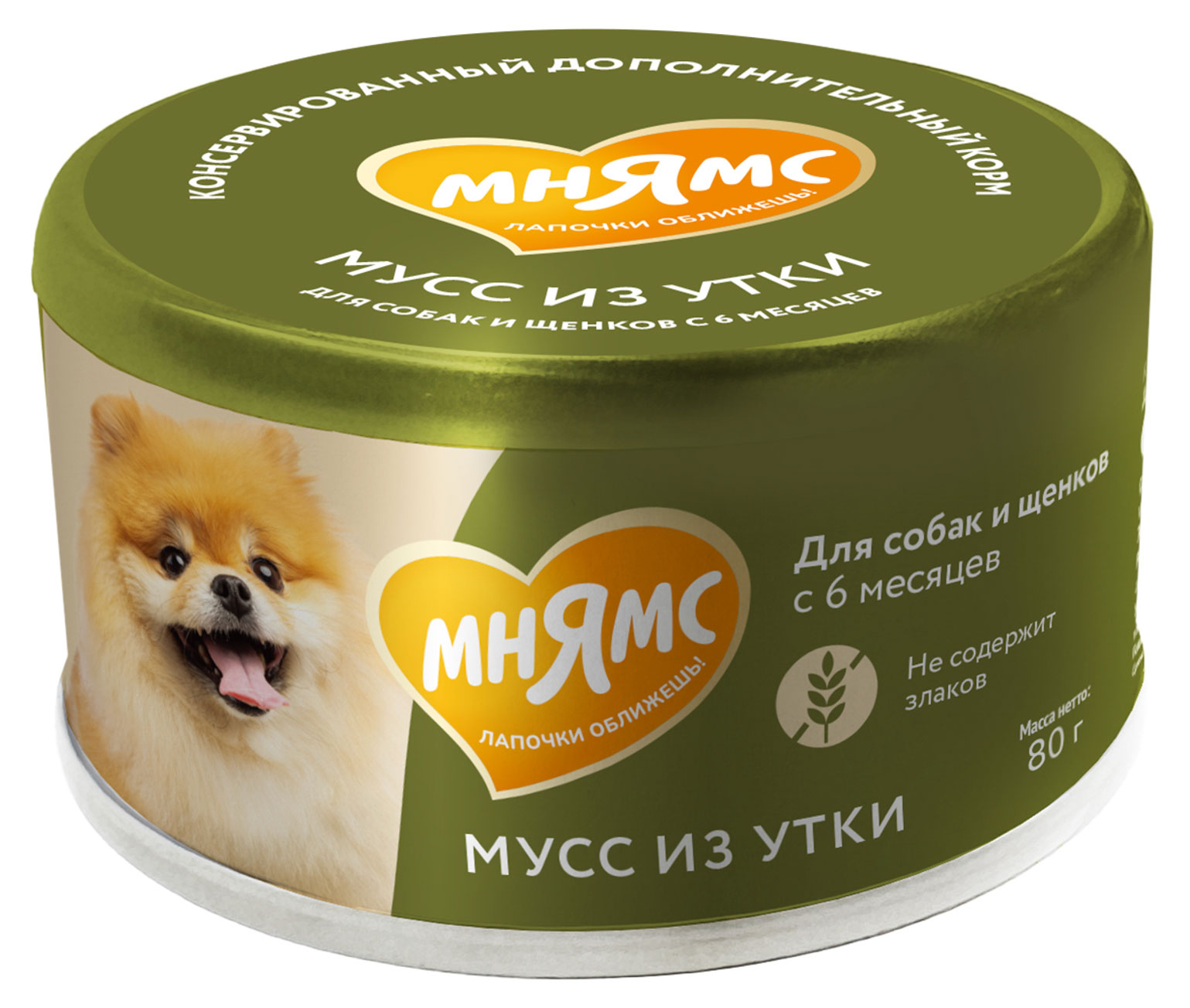 

Корм влажный для собак и щенков старше 6 месяцев Мнямс На каждый день Мусс из утки Китай, 80 г