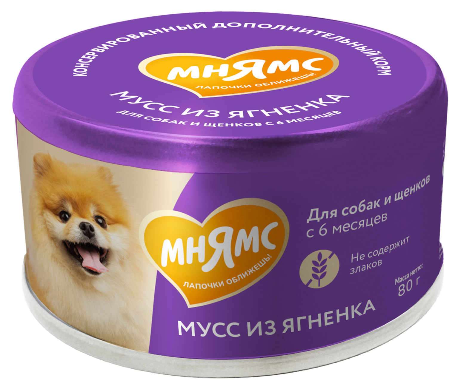 

Корм влажный для собак и щенков старше 6 месяцев Мнямс На каждый день Мусс из ягненка Китай, 80 г