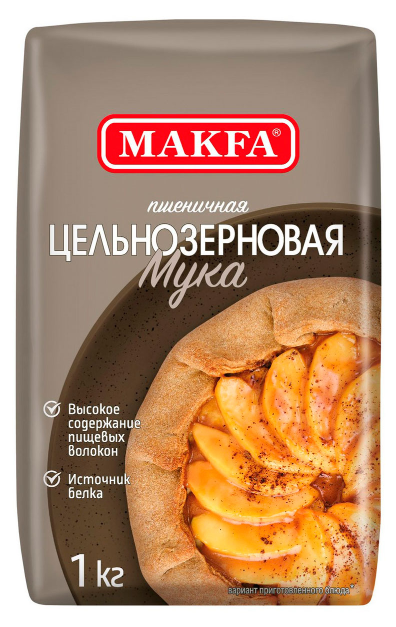 Изображение товара Мука Makfa пшеничная цельнозерновая, 1 кг