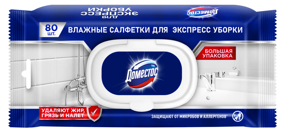 

Влажные салфетки Доместос для экспресс уборки, 80 шт