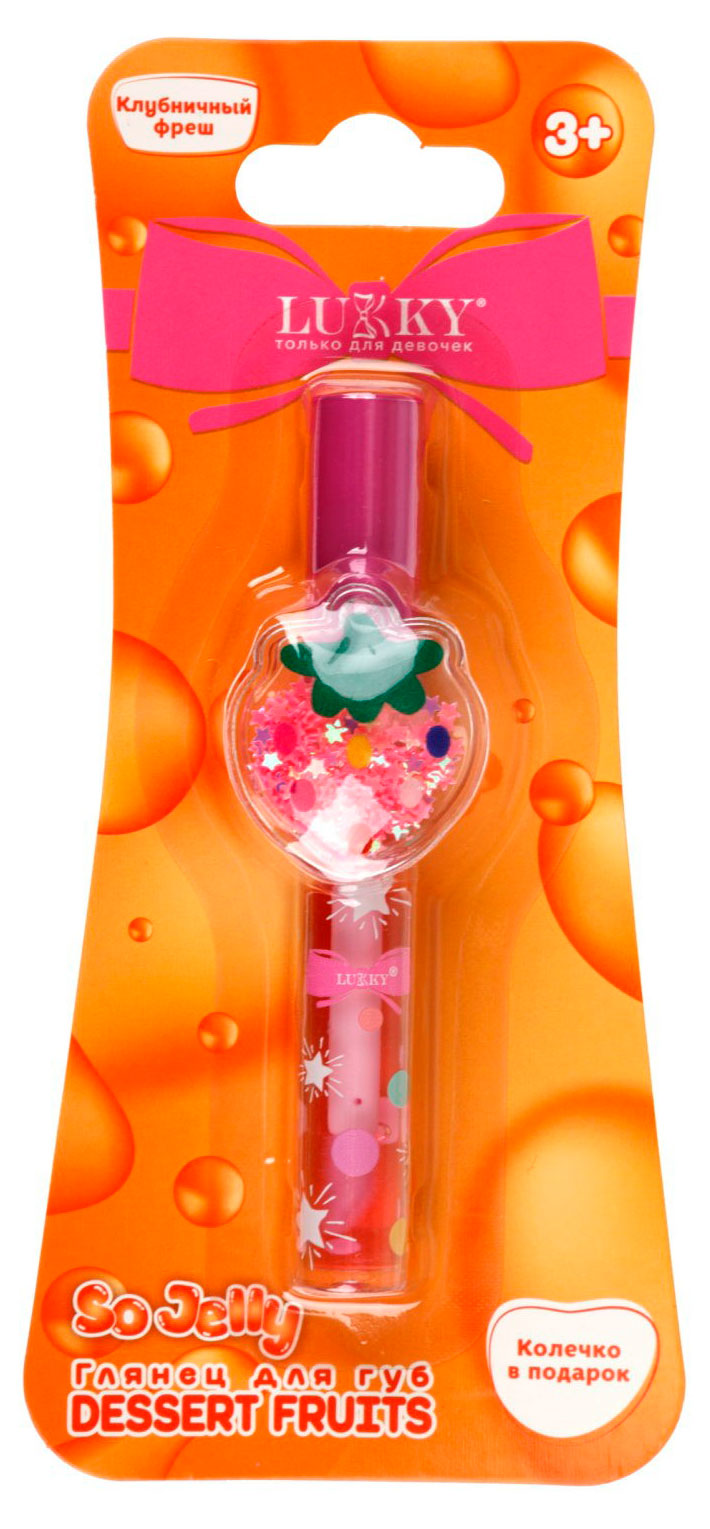

Глянец для губ Lukky Dessert Fruits Клубничный фреш с кольцом, 3 мл