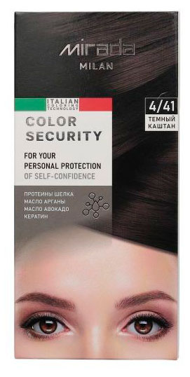 Изображение товара Краска стойкая для волос Mirada Milan Color security 4/41 Темный каштан, 112 мл