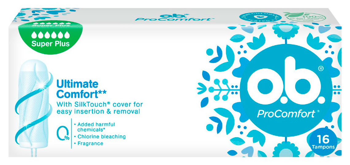 

Тампоны O.b. ProComfort Super Plus 6 капель Франция, 16 шт