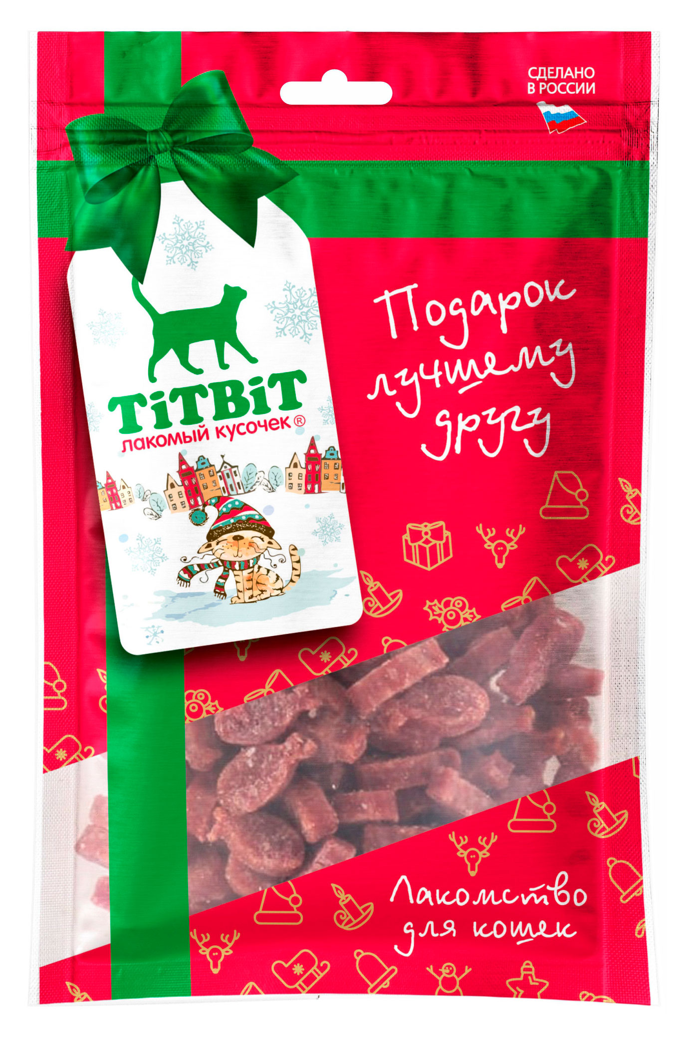 

Лакомство для кошек TITBIT Рыбки с лососем для кошек Новогодняя коллекция, 50 г